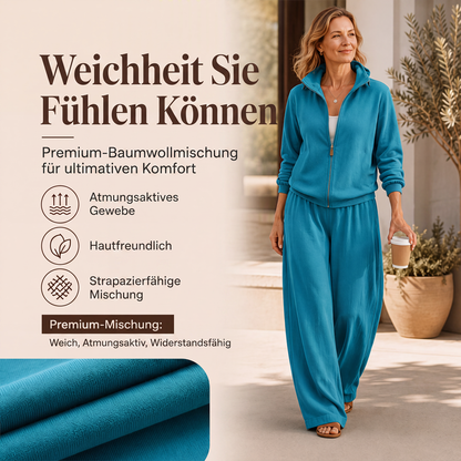 📢📢50%Rabatt!!!🎉✨Damen-Set aus Reißverschluss-Cardigan & Weithosen