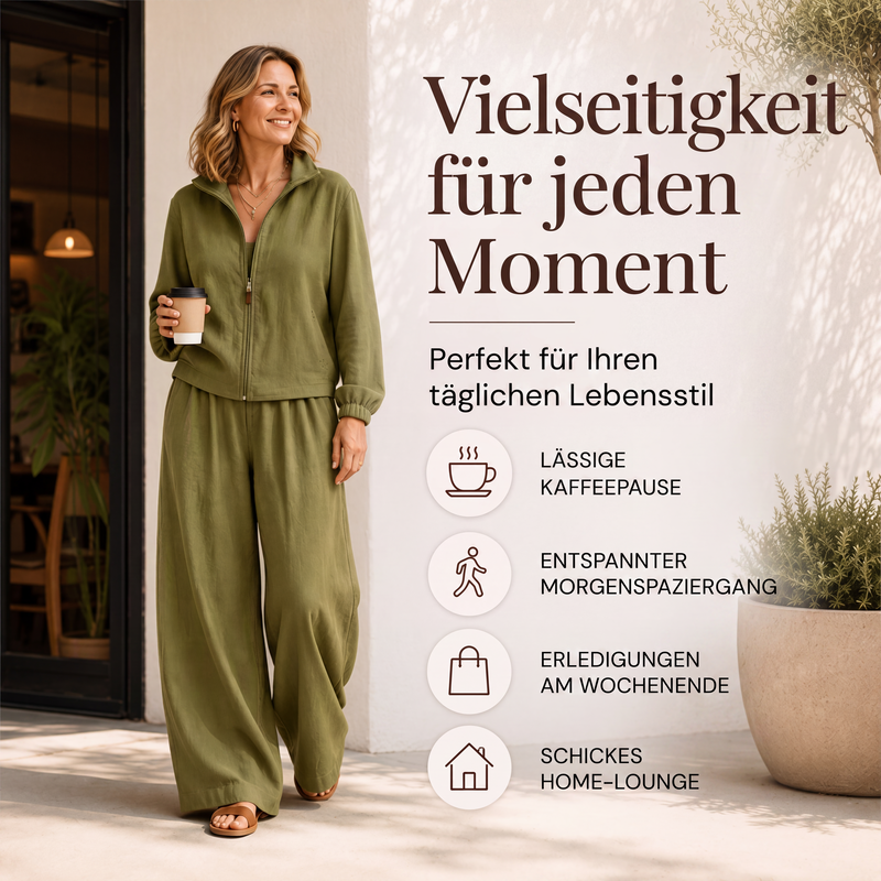 📢📢50%Rabatt!!!🎉✨Damen-Set aus Reißverschluss-Cardigan & Weithosen
