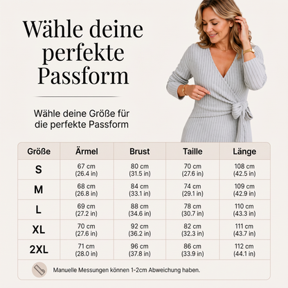 📢📢50%Rabatt!!!🎉✨Elegantes Damen-Rippstrick-Wickelkleid mit V-Ausschnitt & Bindegürtel – Figurbetonter Schnitt, weicher Rippstrick & vielseitig kombinierbar – Perfekt für Alltag, Büro & besondere Anlässe – Jetzt -50%!