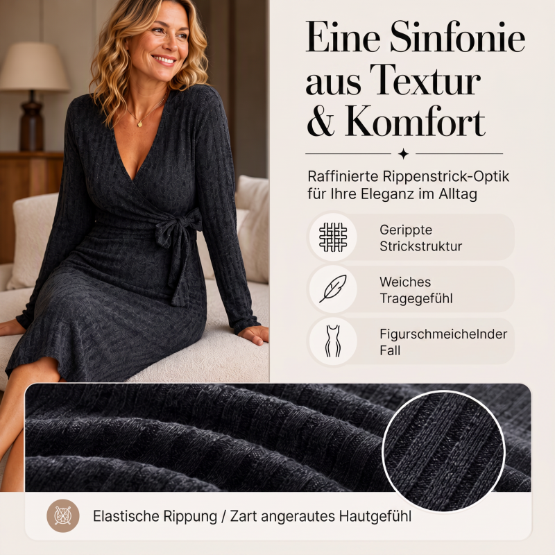 📢📢50%Rabatt!!!🎉✨Elegantes Damen-Rippstrick-Wickelkleid mit V-Ausschnitt & Bindegürtel – Figurbetonter Schnitt, weicher Rippstrick & vielseitig kombinierbar – Perfekt für Alltag, Büro & besondere Anlässe – Jetzt -50%!