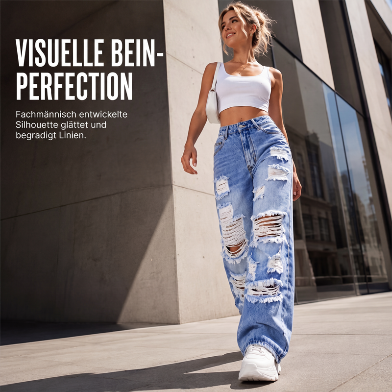 📢📢50%Rabatt!!!🎉⭐ 4,9 Sterne – nicht ohne Grund! Weite Jeans für Damen mit Rissen, Destroyed-Effekt und hoher Taille