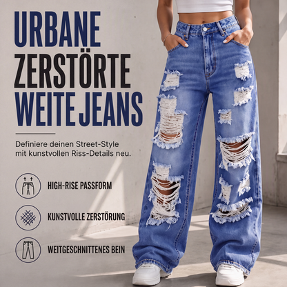 📢📢50%Rabatt!!!🎉⭐ 4,9 Sterne – nicht ohne Grund! Weite Jeans für Damen mit Rissen, Destroyed-Effekt und hoher Taille