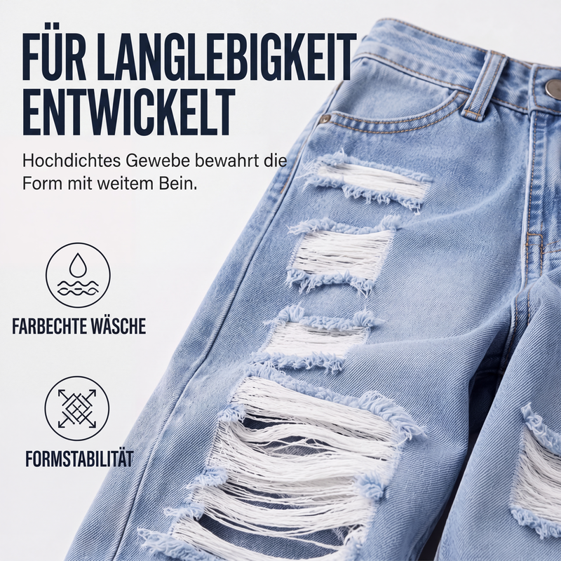 📢📢50%Rabatt!!!🎉⭐ 4,9 Sterne – nicht ohne Grund! Weite Jeans für Damen mit Rissen, Destroyed-Effekt und hoher Taille
