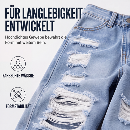 📢📢50%Rabatt!!!🎉⭐ 4,9 Sterne – nicht ohne Grund! Weite Jeans für Damen mit Rissen, Destroyed-Effekt und hoher Taille