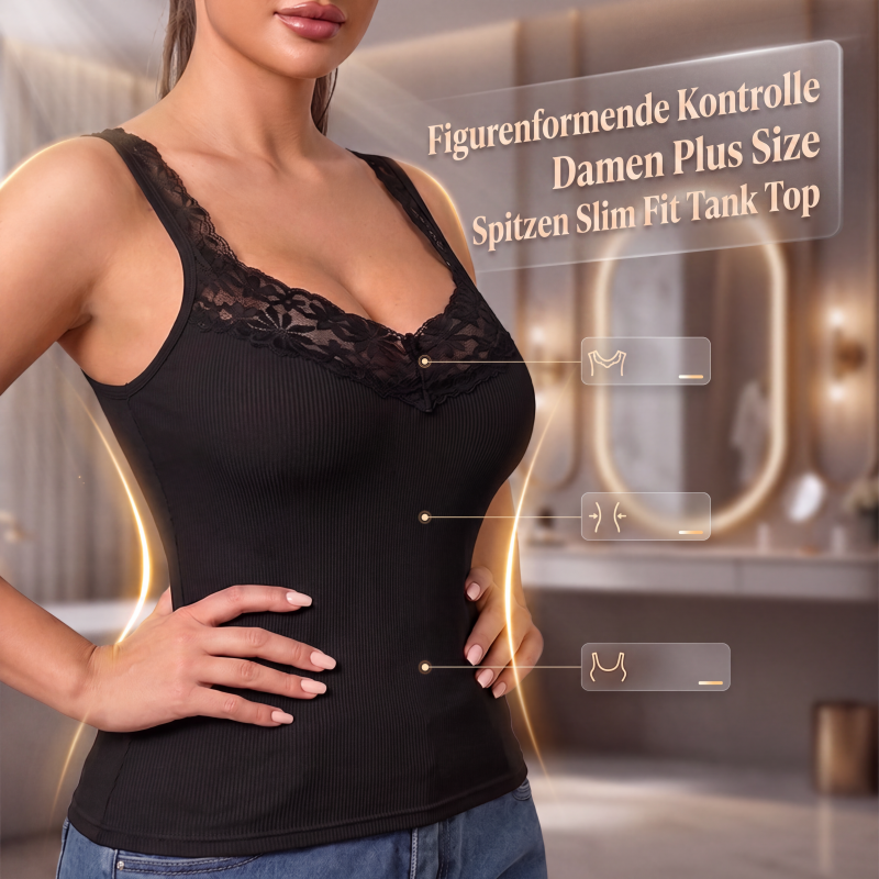 Figurbetontes Spitzen-Tanktop für Damen in großen Größen