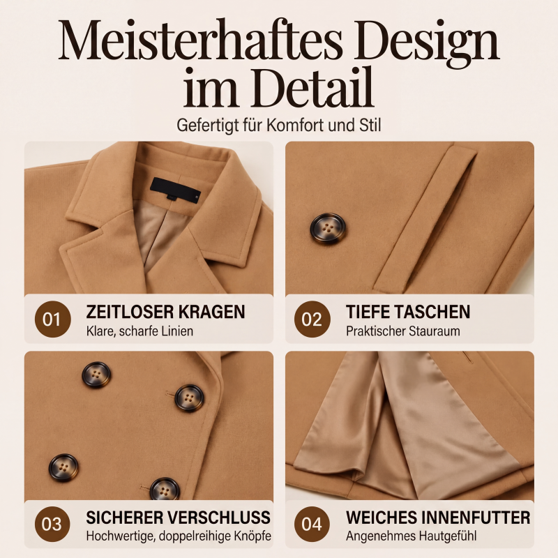 📢📢50%Rabatt!!!🎉✨Zweireihiger Wollmantel für Damen