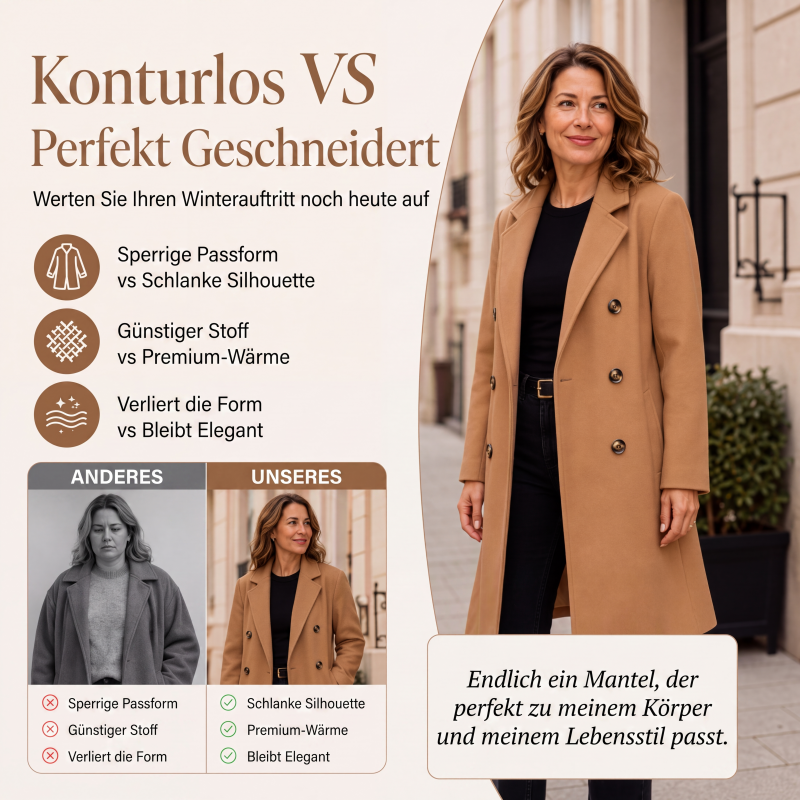 📢📢50%Rabatt!!!🎉✨Zweireihiger Wollmantel für Damen