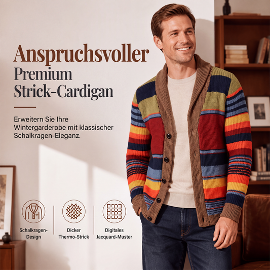 📢📢50%Rabatt!!!🎉✨Gestreifter Strickcardigan mit Schalkragen für Herren