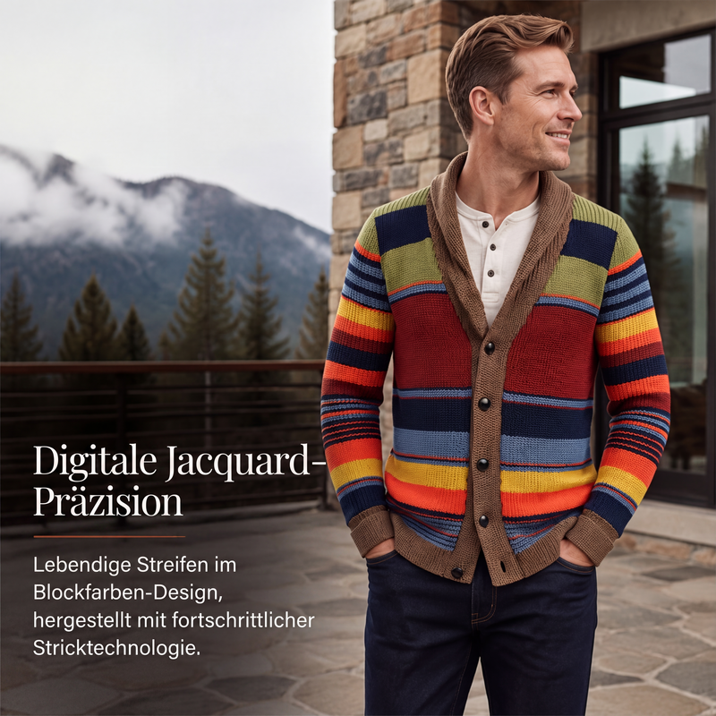 📢📢50%Rabatt!!!🎉✨Gestreifter Strickcardigan mit Schalkragen für Herren