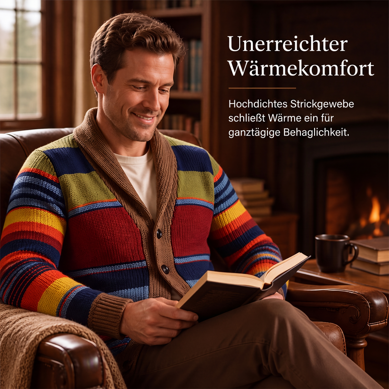 📢📢50%Rabatt!!!🎉✨Gestreifter Strickcardigan mit Schalkragen für Herren
