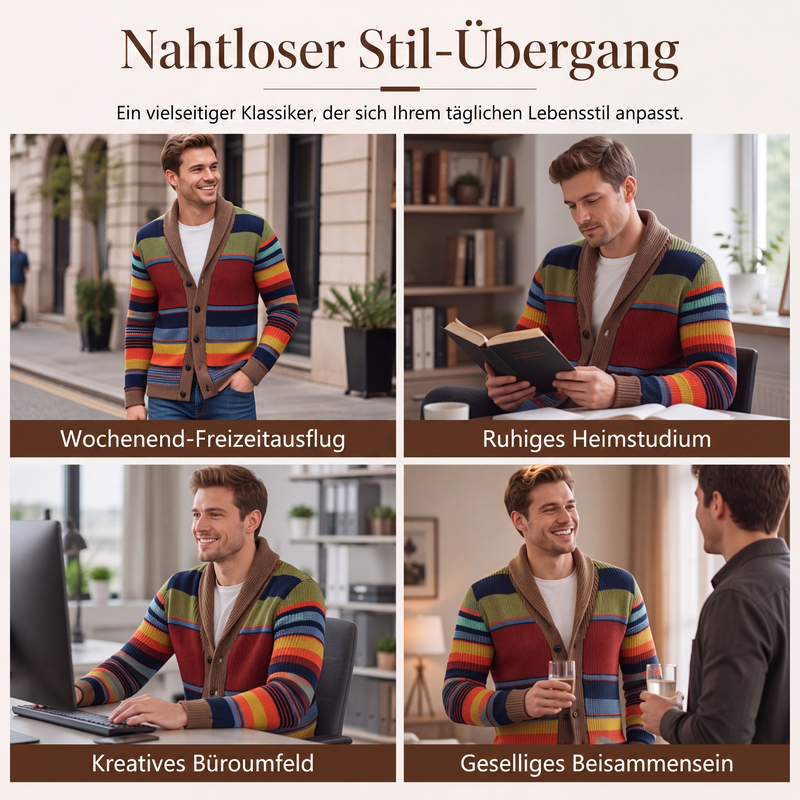 📢📢50%Rabatt!!!🎉✨Gestreifter Strickcardigan mit Schalkragen für Herren