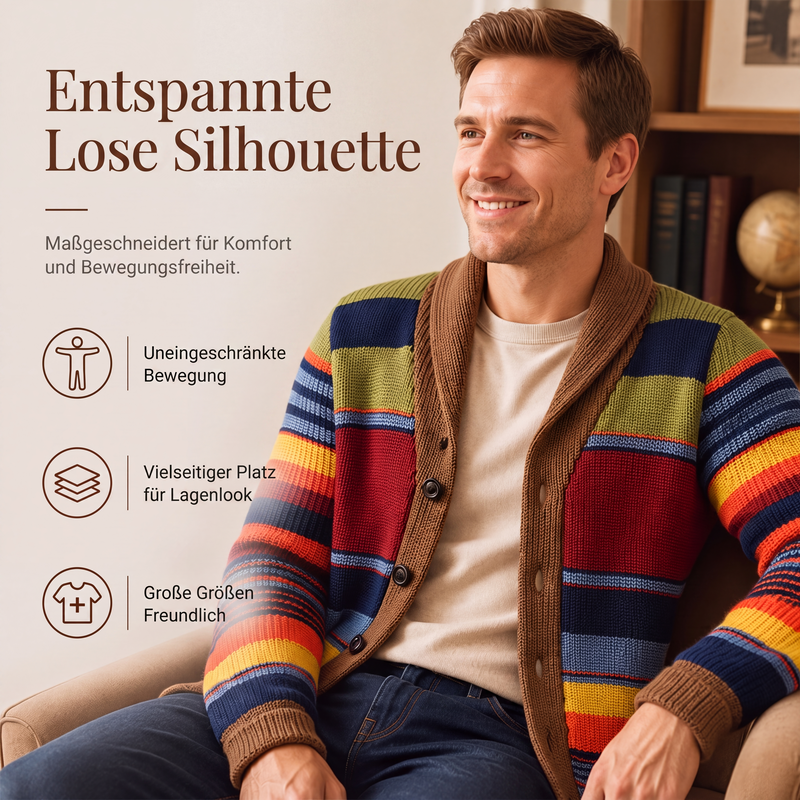 📢📢50%Rabatt!!!🎉✨Gestreifter Strickcardigan mit Schalkragen für Herren