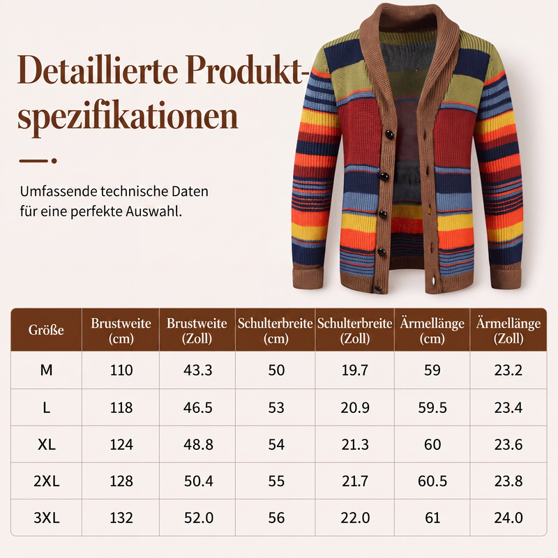📢📢50%Rabatt!!!🎉✨Gestreifter Strickcardigan mit Schalkragen für Herren