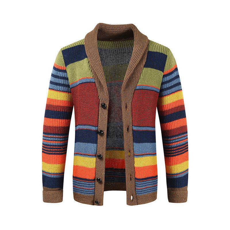 📢📢50%Rabatt!!!🎉✨Gestreifter Strickcardigan mit Schalkragen für Herren