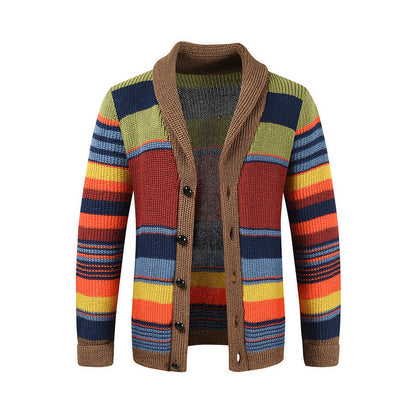 📢📢50%Rabatt!!!🎉✨Gestreifter Strickcardigan mit Schalkragen für Herren