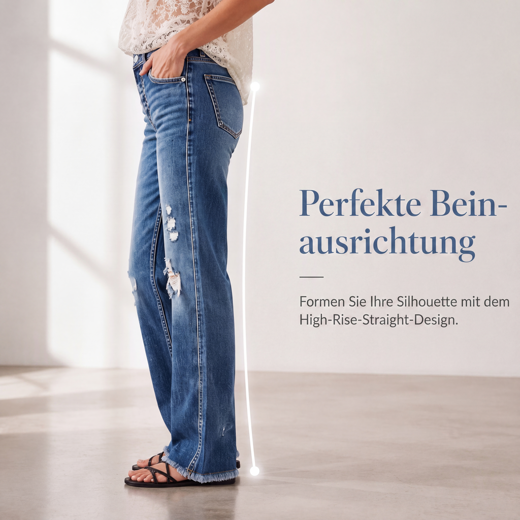 📢🎉50%Rabatt!!!🛍️✨Damen-Jeans im Used-Look mit geradem Bein