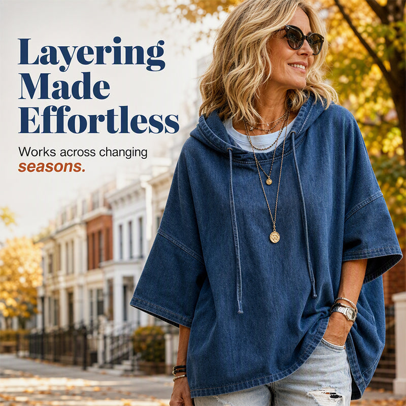 📢🎉50%Rabatt!!!🛍️✨Lässiges, lockeres Denim-Hoodie für Damen