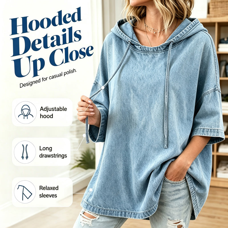 📢🎉50%Rabatt!!!🛍️✨Lässiges, lockeres Denim-Hoodie für Damen