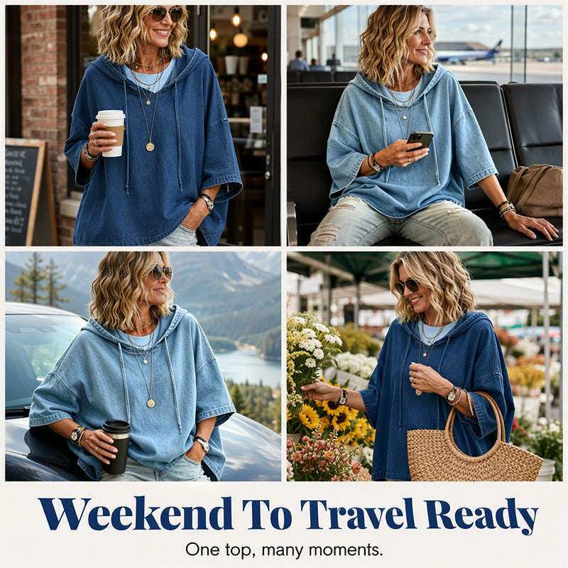 📢🎉50%Rabatt!!!🛍️✨Lässiges, lockeres Denim-Hoodie für Damen