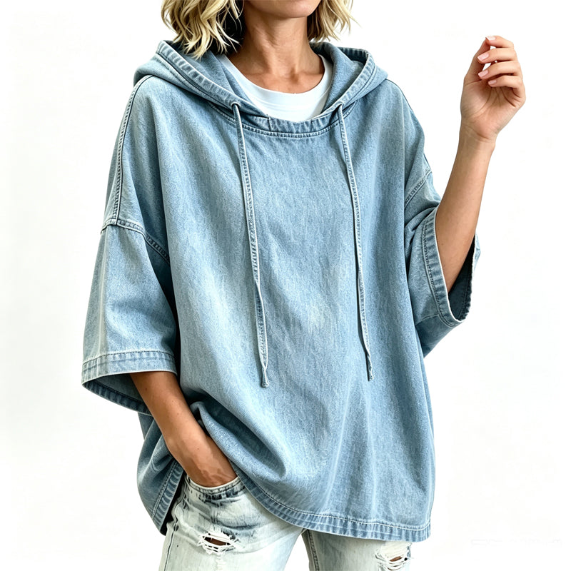 📢🎉50%Rabatt!!!🛍️✨Lässiges, lockeres Denim-Hoodie für Damen