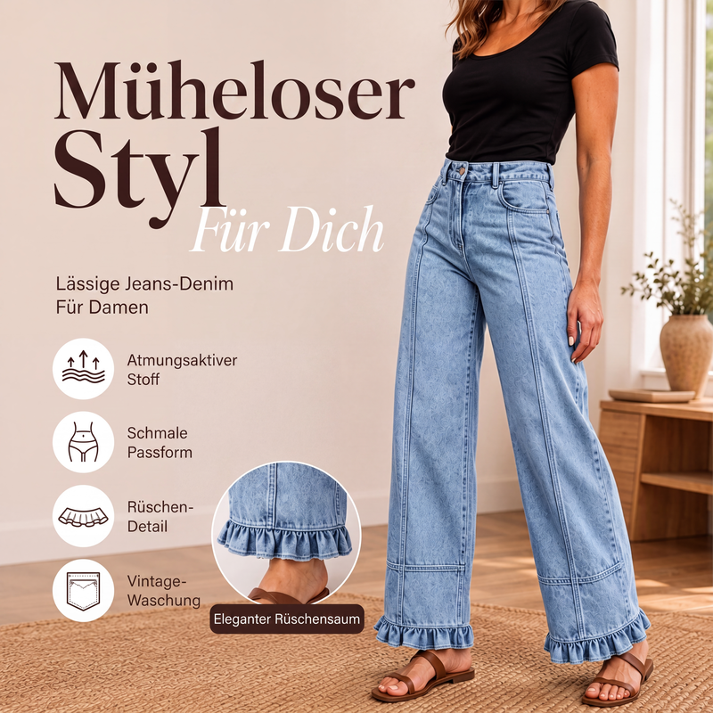 📢📢50%Rabatt!!!🎉✨Damen Jeans mit Rüschensaum – Verspielter Rüschen-Akzent, lässiger Denim-Look & vielseitig kombinierbar – Perfekt für Alltag, Freizeit & coole Looks – Jetzt -50%!