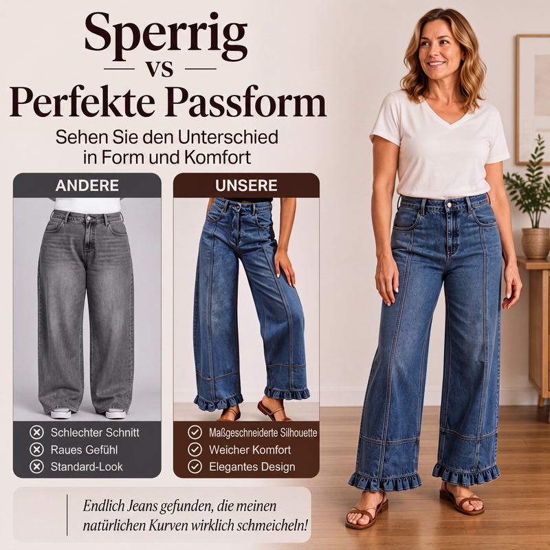 📢📢50%Rabatt!!!🎉✨Damen Jeans mit Rüschensaum – Verspielter Rüschen-Akzent, lässiger Denim-Look & vielseitig kombinierbar – Perfekt für Alltag, Freizeit & coole Looks – Jetzt -50%!