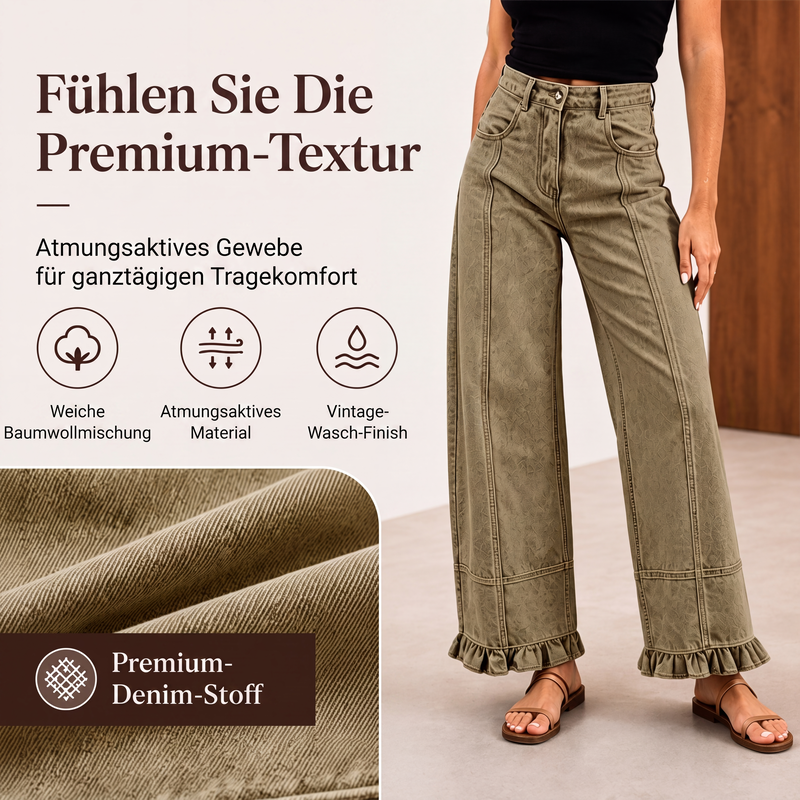 📢📢50%Rabatt!!!🎉✨Damen Jeans mit Rüschensaum – Verspielter Rüschen-Akzent, lässiger Denim-Look & vielseitig kombinierbar – Perfekt für Alltag, Freizeit & coole Looks – Jetzt -50%!