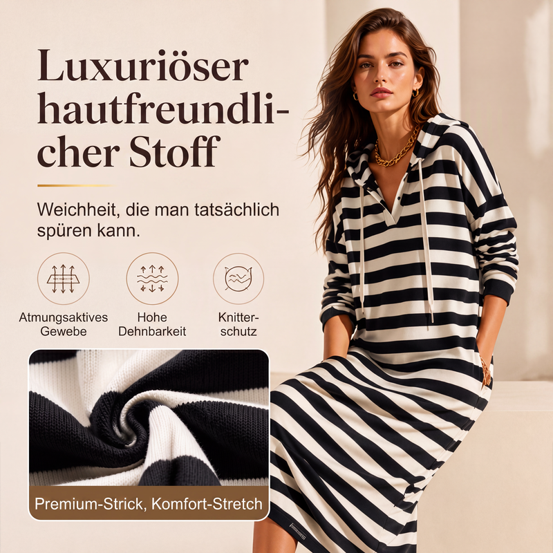 📢📢50%Rabatt!!!🎉✨Legeres gestreiftes Hoodie-Kleid für Damen