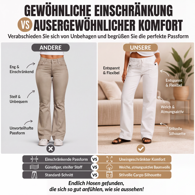 📢📢50%Rabatt!!!🎉✨Damen-Casual-Cargohose mit Kordelzug