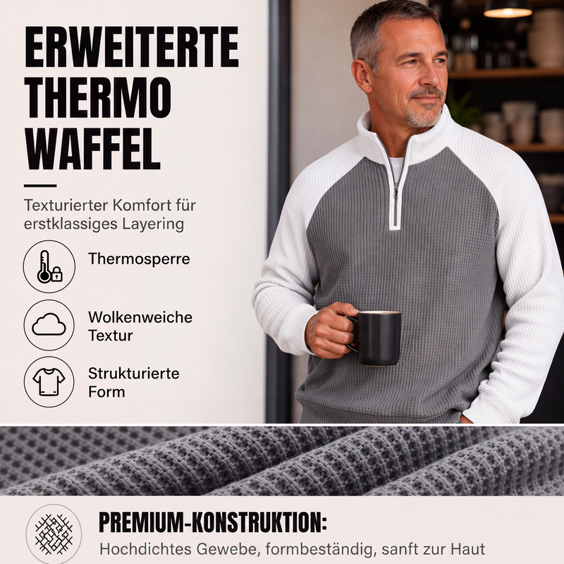 📢📢50%Rabatt!!!🎉✨Herren-Waffelstrick-Quarter-Zip-T-Shirt – Modischer Waffelstrick, praktischer Quarter-Zip & vielseitig kombinierbar – Perfekt für Alltag, Freizeit & aktive Tage – Jetzt -50%!