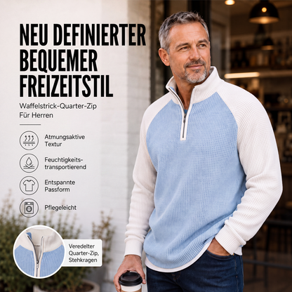 📢📢50%Rabatt!!!🎉✨Herren-Waffelstrick-Quarter-Zip-T-Shirt – Modischer Waffelstrick, praktischer Quarter-Zip & vielseitig kombinierbar – Perfekt für Alltag, Freizeit & aktive Tage – Jetzt -50%!