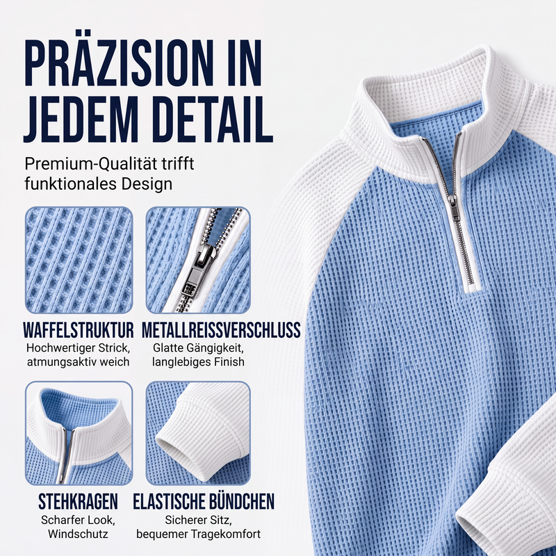 📢📢50%Rabatt!!!🎉✨Herren-Waffelstrick-Quarter-Zip-T-Shirt – Modischer Waffelstrick, praktischer Quarter-Zip & vielseitig kombinierbar – Perfekt für Alltag, Freizeit & aktive Tage – Jetzt -50%!