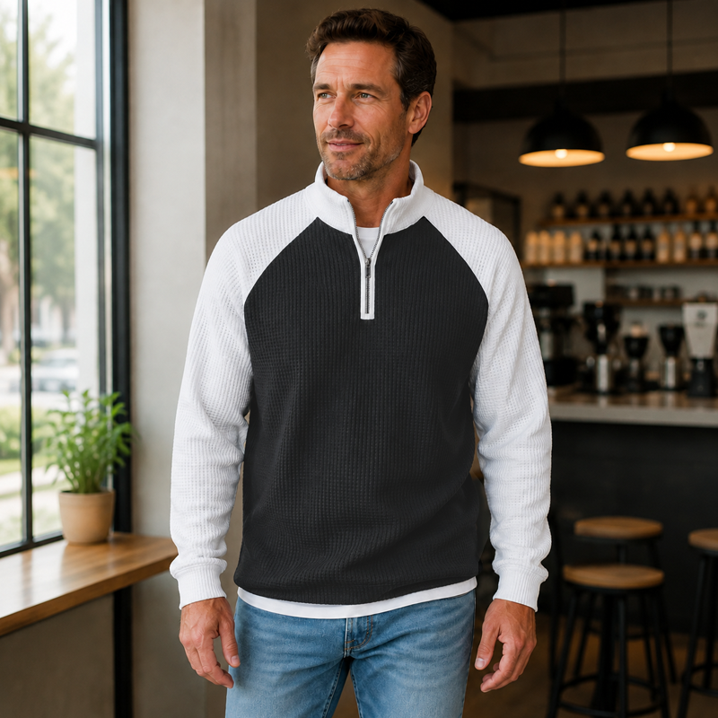 📢📢50%Rabatt!!!🎉✨Herren-Waffelstrick-Quarter-Zip-T-Shirt – Modischer Waffelstrick, praktischer Quarter-Zip & vielseitig kombinierbar – Perfekt für Alltag, Freizeit & aktive Tage – Jetzt -50%!