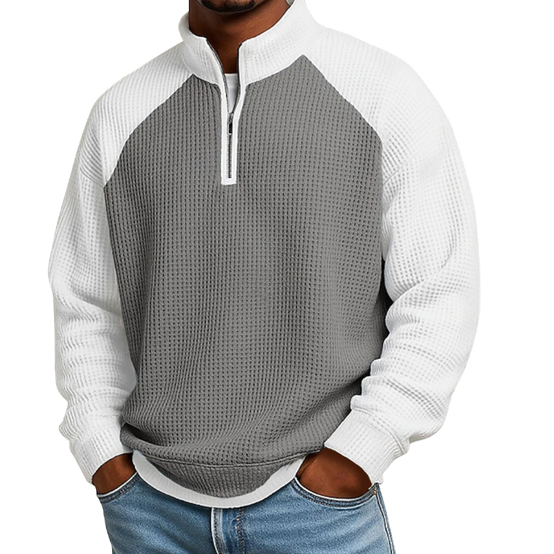 📢📢50%Rabatt!!!🎉✨Herren-Waffelstrick-Quarter-Zip-T-Shirt – Modischer Waffelstrick, praktischer Quarter-Zip & vielseitig kombinierbar – Perfekt für Alltag, Freizeit & aktive Tage – Jetzt -50%!