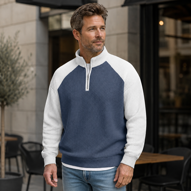 📢📢50%Rabatt!!!🎉✨Herren-Waffelstrick-Quarter-Zip-T-Shirt – Modischer Waffelstrick, praktischer Quarter-Zip & vielseitig kombinierbar – Perfekt für Alltag, Freizeit & aktive Tage – Jetzt -50%!
