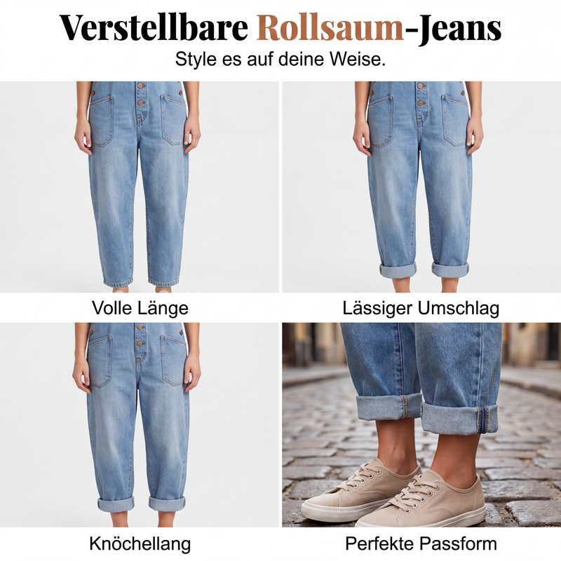 👖 50 % RABATT | Lässig, bequem & unkompliziert – Damen Jeans-Latzhose mit weitem Bein & Taschen