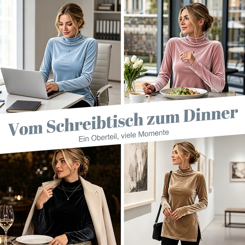 📣📣50%Rabatt!!!🎉✨Stehkragen-Samtbluse – Leichter Stoff, bequemer Sitz & zeitloses Design – Ideal für Frühling, Herbst & elegante Auftritte