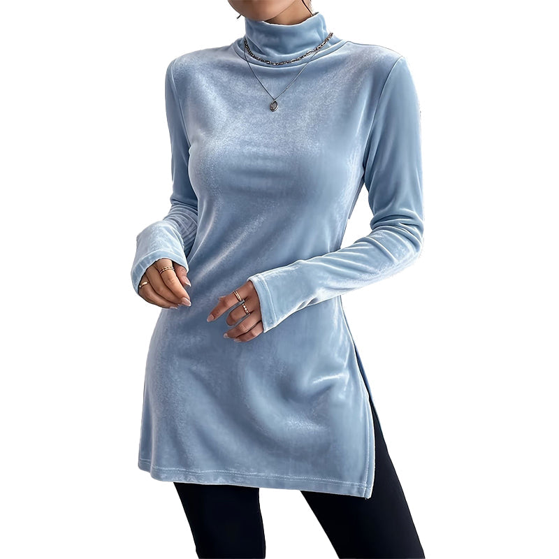 📣📣50%Rabatt!!!🎉✨Stehkragen-Samtbluse – Leichter Stoff, bequemer Sitz & zeitloses Design – Ideal für Frühling, Herbst & elegante Auftritte