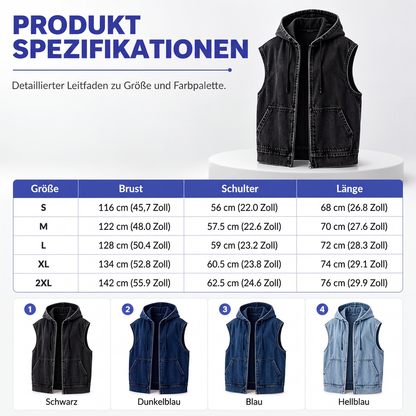 📢📢50%Rabatt!!!🎉✨Jeansweste mit Kapuze für Damen, lässige Jacke