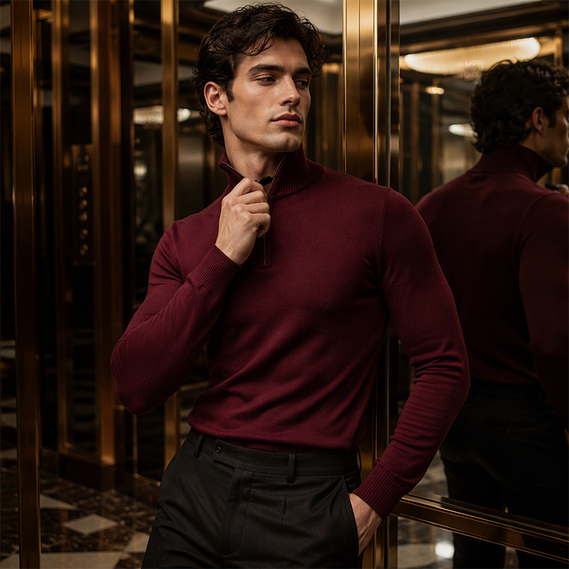 📢📢50%Rabatt!!!🎉✨Modischer Herrenpullover mit Stehkragen und Viertelreißverschluss