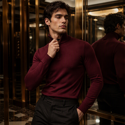📢📢50%Rabatt!!!🎉✨Modischer Herrenpullover mit Stehkragen und Viertelreißverschluss