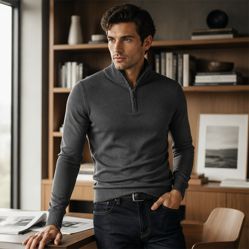 📢📢50%Rabatt!!!🎉✨Modischer Herrenpullover mit Stehkragen und Viertelreißverschluss