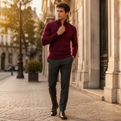 📢📢50%Rabatt!!!🎉✨Modischer Herrenpullover mit Stehkragen und Viertelreißverschluss