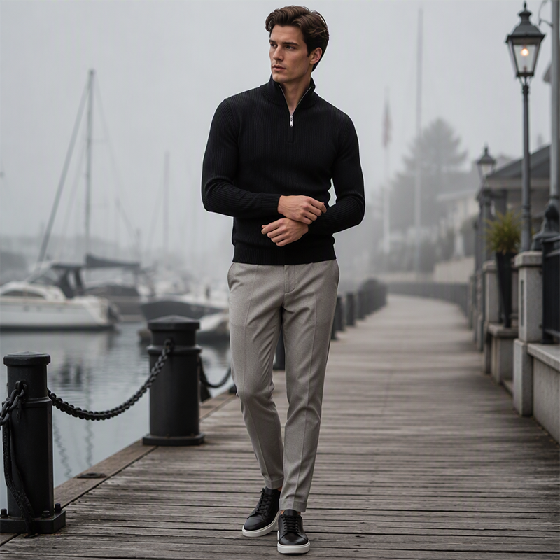 📢📢50%Rabatt!!!🎉✨Modischer Herrenpullover mit Stehkragen und Viertelreißverschluss