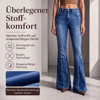 📢📢50%Rabatt!!!🎉✨Damen High-Waist Flare Jeans mit Nieten