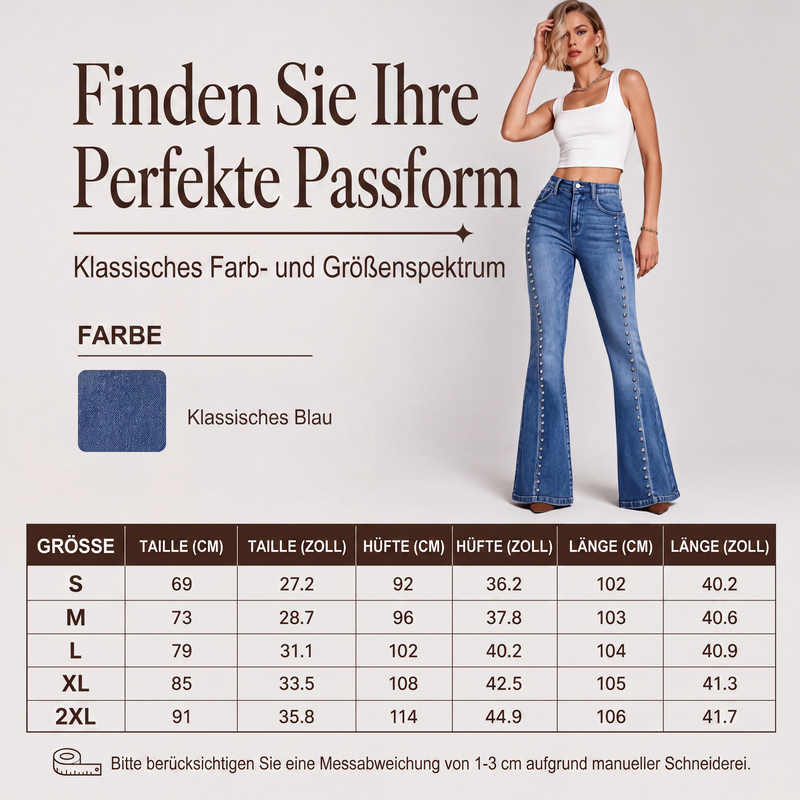 📢📢50%Rabatt!!!🎉✨Damen High-Waist Flare Jeans mit Nieten