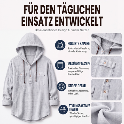 📢📢50%Rabatt!!!🎉✨Herren-Freizeithemd mit langen Ärmeln und Kapuze