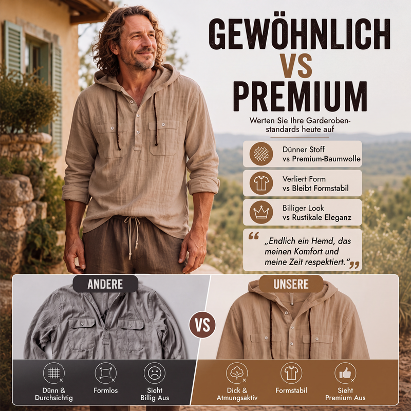 📢📢50%Rabatt!!!🎉✨Herren-Freizeithemd mit langen Ärmeln und Kapuze