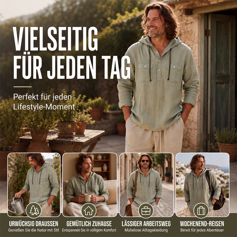 📢📢50%Rabatt!!!🎉✨Herren-Freizeithemd mit langen Ärmeln und Kapuze