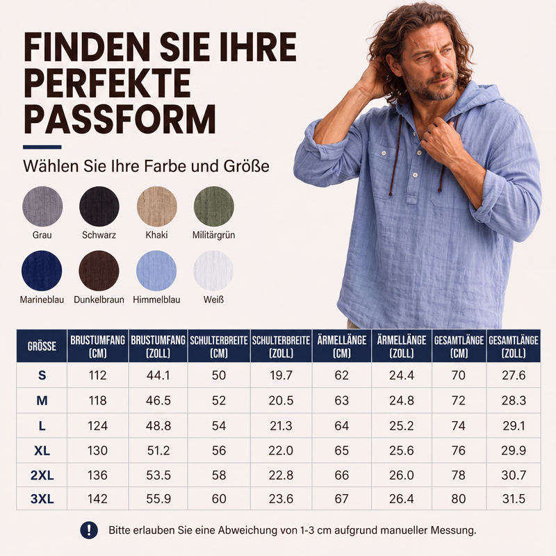 📢📢50%Rabatt!!!🎉✨Herren-Freizeithemd mit langen Ärmeln und Kapuze